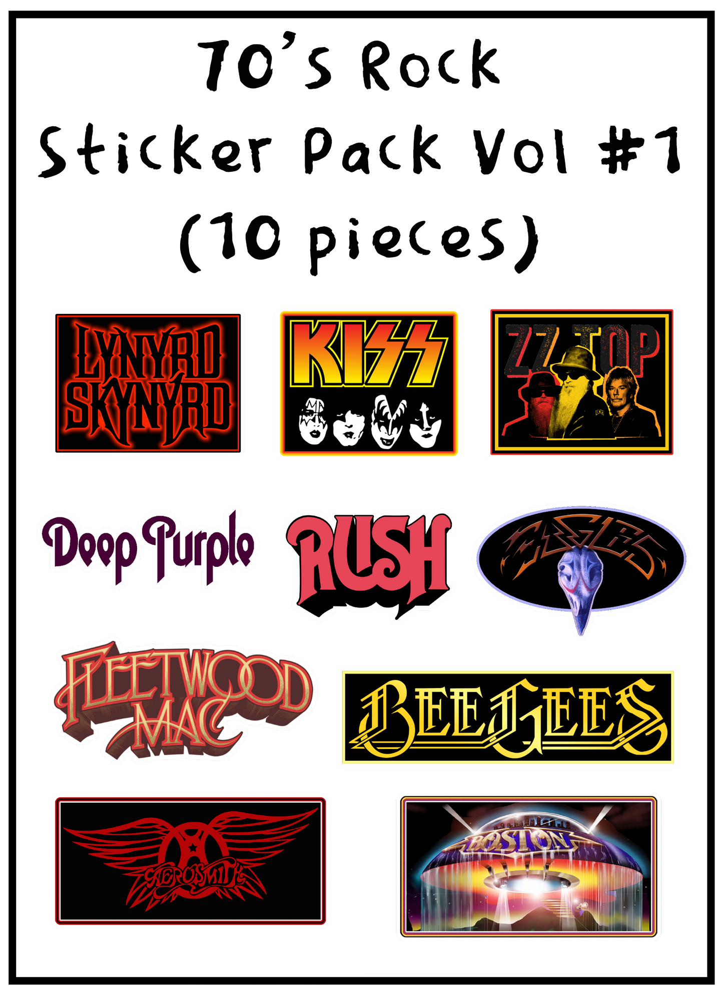 70's Rock Sticker Pack (10 pieces)