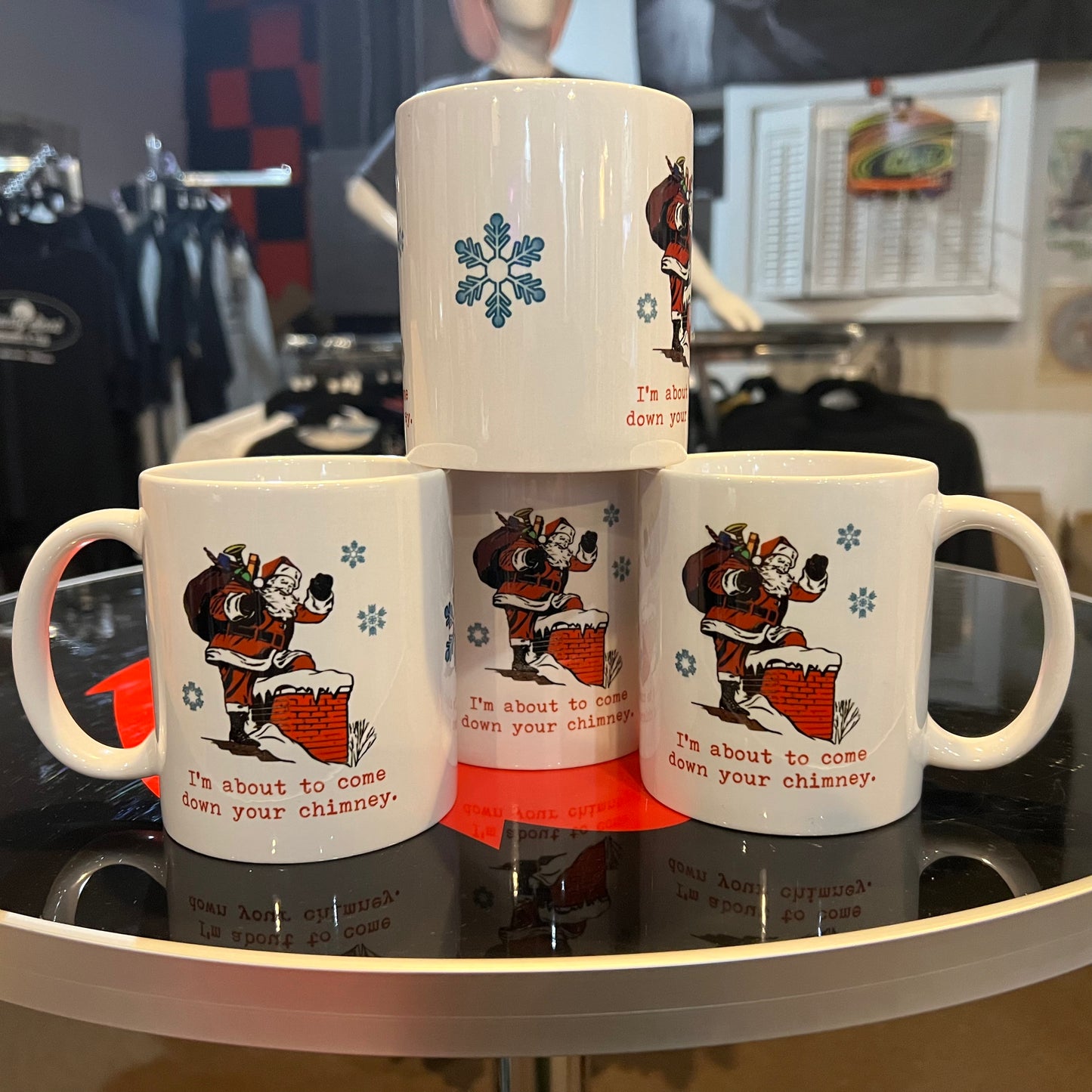 'Santa's About To Come' Mug