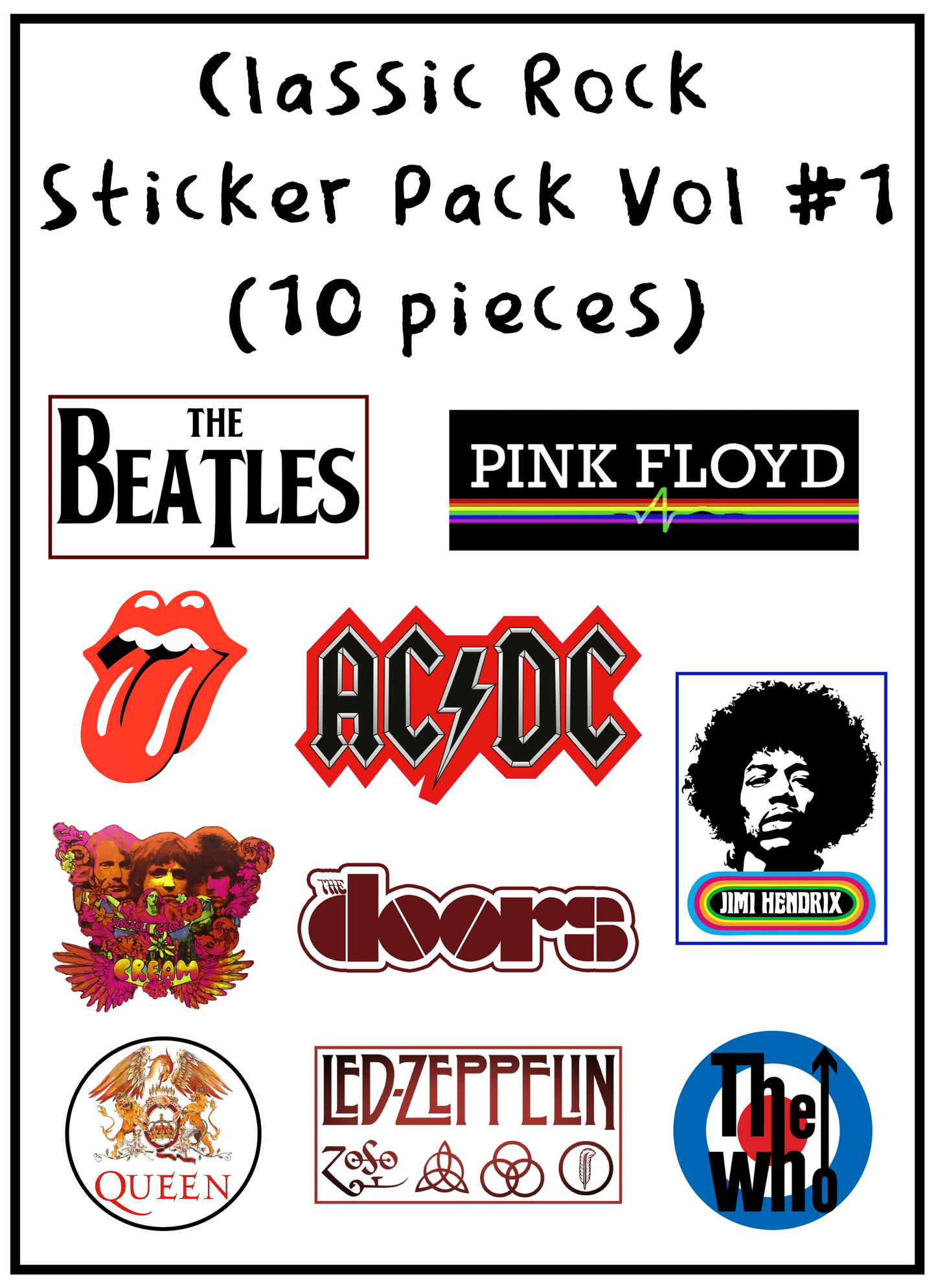 Classic Rock Sticker Pack (10 pieces)