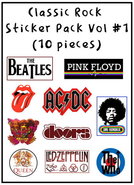 Classic Rock Sticker Pack (10 pieces + 1 Bonus Sticker)