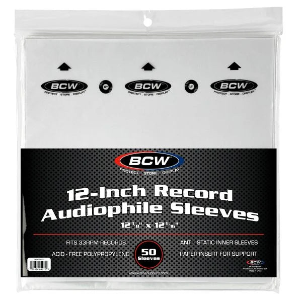 BCW 12 Inch Audiophile Inner Sleeves (50)