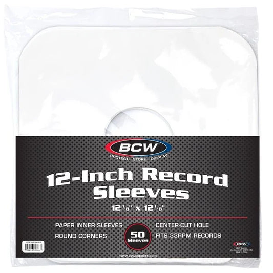 BCW 12 Inch Inner Sleeves - Round Corners W/ Hole (50)