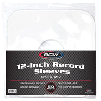 BCW 12 Inch Inner Sleeves - Round Corners W/ Hole (50)