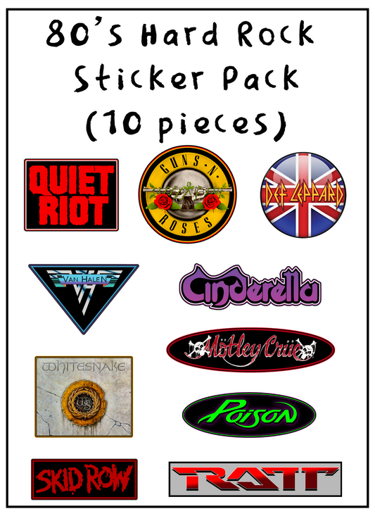 80's Hard Rock Sticker Pack (10 pieces)