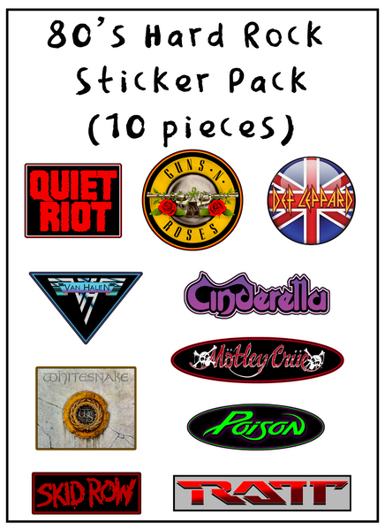 80's Hard Rock Sticker Pack (10 pieces + 1 Bonus Sticker)