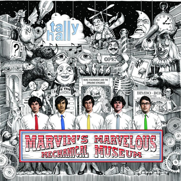 Tally Hall | Marvin’s Marvelous Mechanical Museum | Matching Ties Edition (Clear w/ Red, Yellow, Blue, Green, Grey Splatter Vinyl)